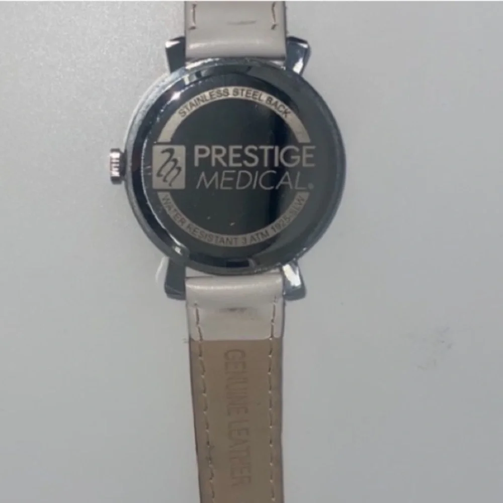Prestige Medical |‎ Melrose Premium Leather Watch | Silver with White Band |